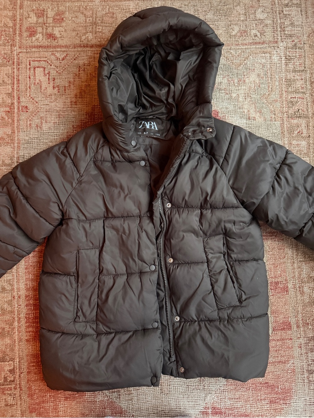 ZARA Black Kids Hooded Puffer Jacket